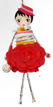 Bonsny Damen Kinder Halskette mit handgemachter Shell Kristall Puppe Anhänger 10 cm Kette aus Zinklegierung 70cm